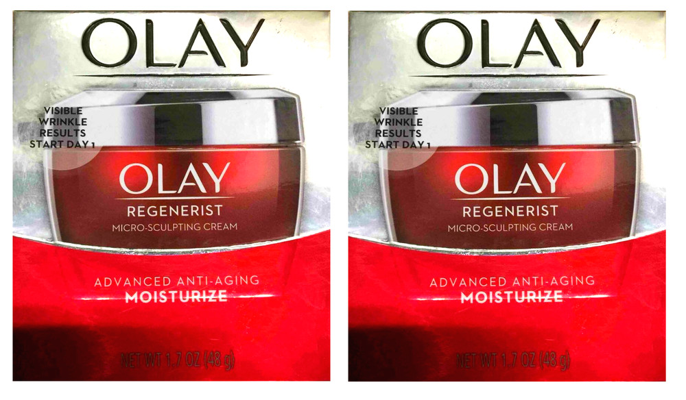 Olay Regenerist Micro Sculpting Anti Aging Cream Moisturizer, 1.7 oz (2 Pack)