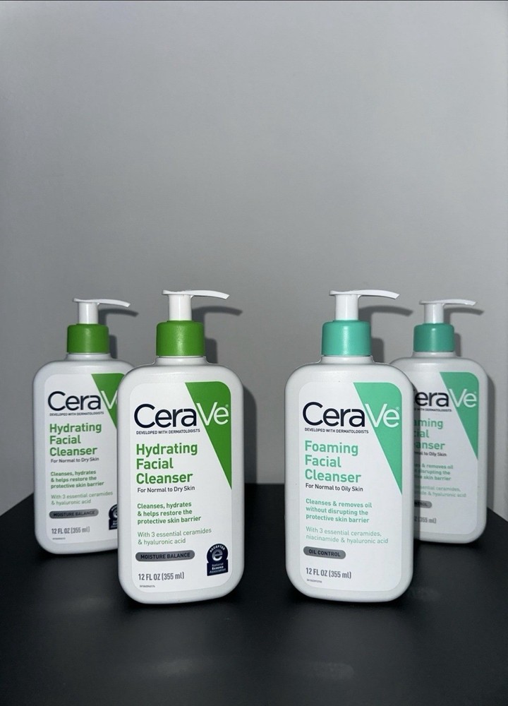 CeraVe Hydrating & Foaming Facial Cleanser Set, Face Cleansing, 12 fl oz each