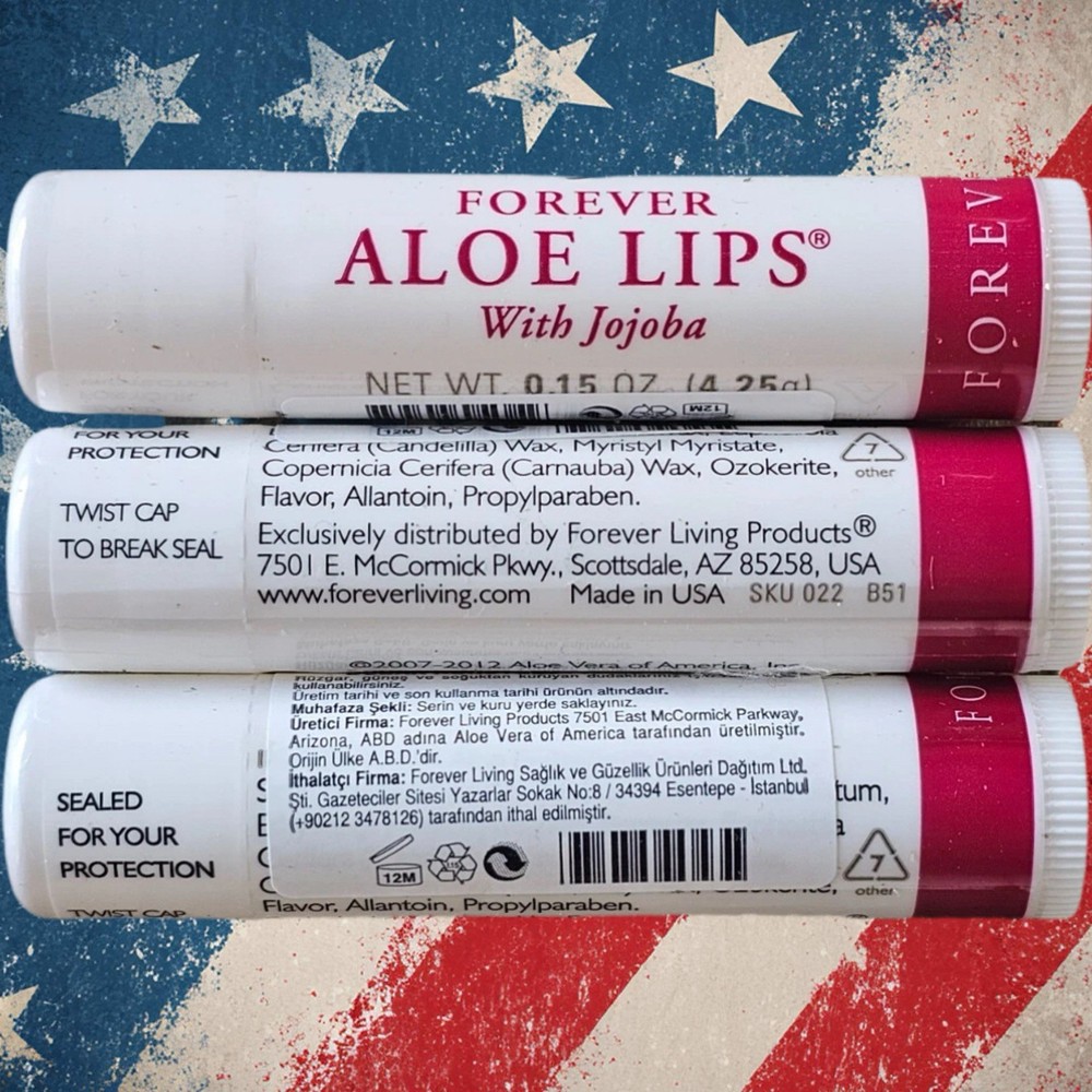 3 Sets Forever Living ALOE LIPS with Jojoba and Beeswax Total pieces