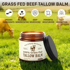 Beef Tallow for Skin & Face, Organic Grass Fed Beef Tallow Balm, Unscented Natur