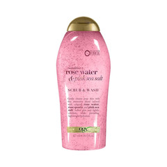 OGX Sensitive Rose Water Body Scrub with Pink Sea Salt, 19.5 Fl Oz