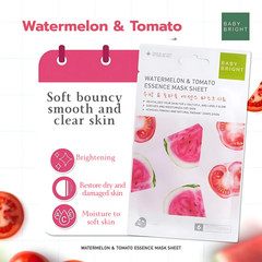 6 x Baby Bright Essence Mask Sheet Watermelon & Tomato Hydrating Glow Skin 20g