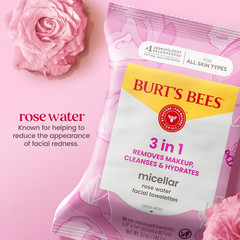 Burt’S Bees Micellar Rose Water Facial Towelettes, 30 Ct., 3 Pack | Plant Based