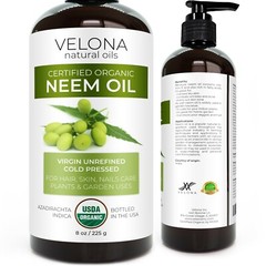Velona Neem Oil USDA Certified Organic – 8 oz Virgin Unrefined Cold Pressed