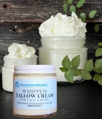 Whipped Tallow – Unscented Face, Body Butter Skin Cream, 100% Organic, Glass Jar