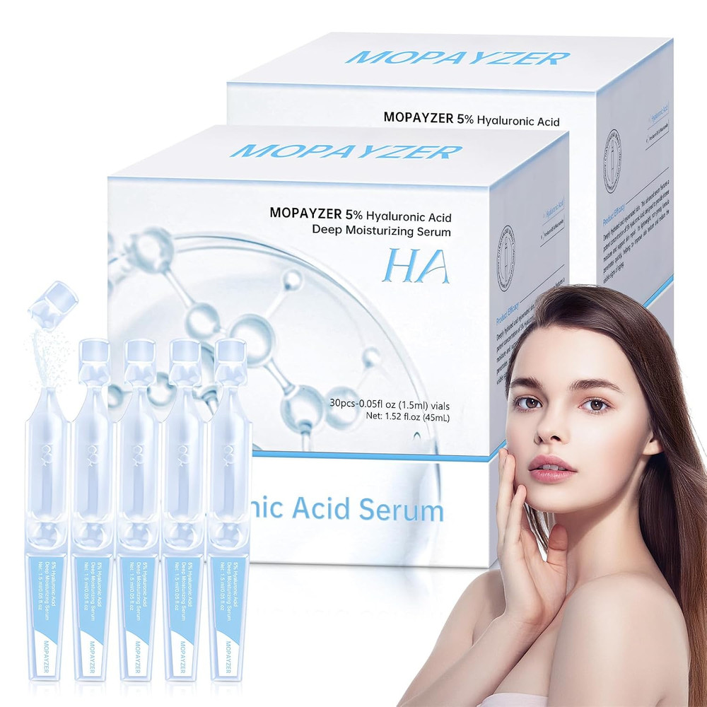 60 Pcs 5% Hyaluronic Acid Serum Ultra-Hydrating Vials, Hyaluronic Acid Tubes, Wa