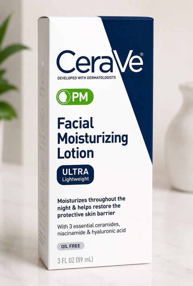 CeraVe PM Night Facial Moisturizing Lotion Oil-Free Niacinamide 3 fl oz