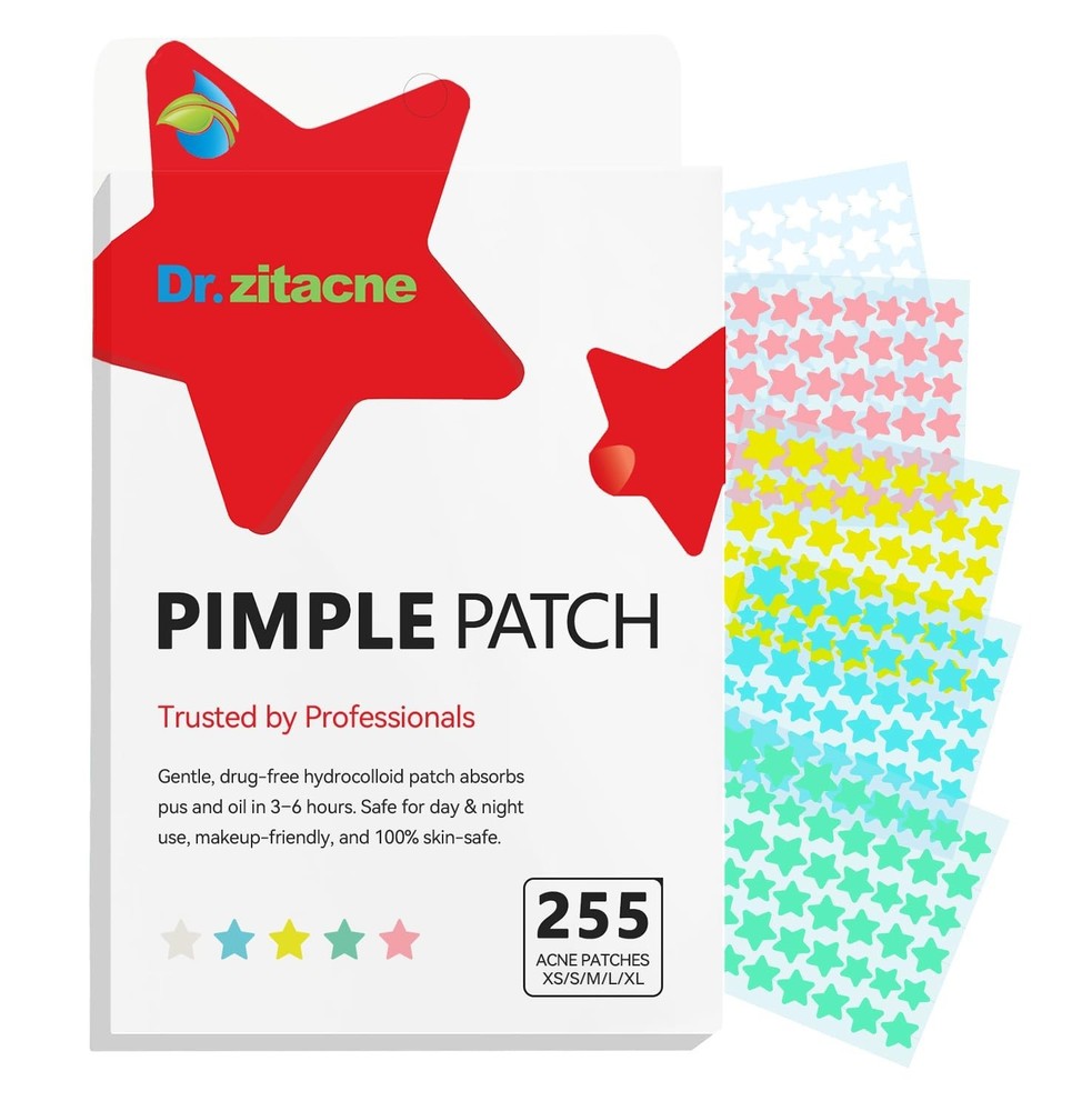 Pimple Patches for Face, Star Hydrocolloid Acne Patches Professional 255 ct. 5 C
