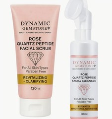 Dynamic Gemstone Rose Quartz Peptide Facial Scrub + Cleanser Set Paraben-Free