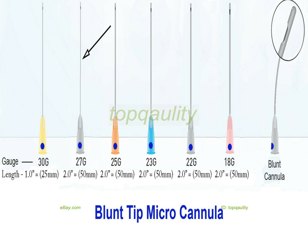 Micro Cannula with Puncture, Blunt Tip for Fillers, USA Seller , FDA Listed